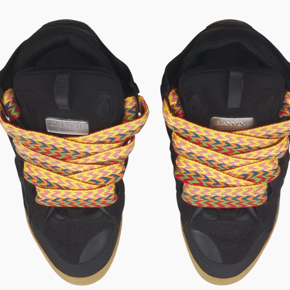 Lanvin Black Sneakers with Multicolor Laces